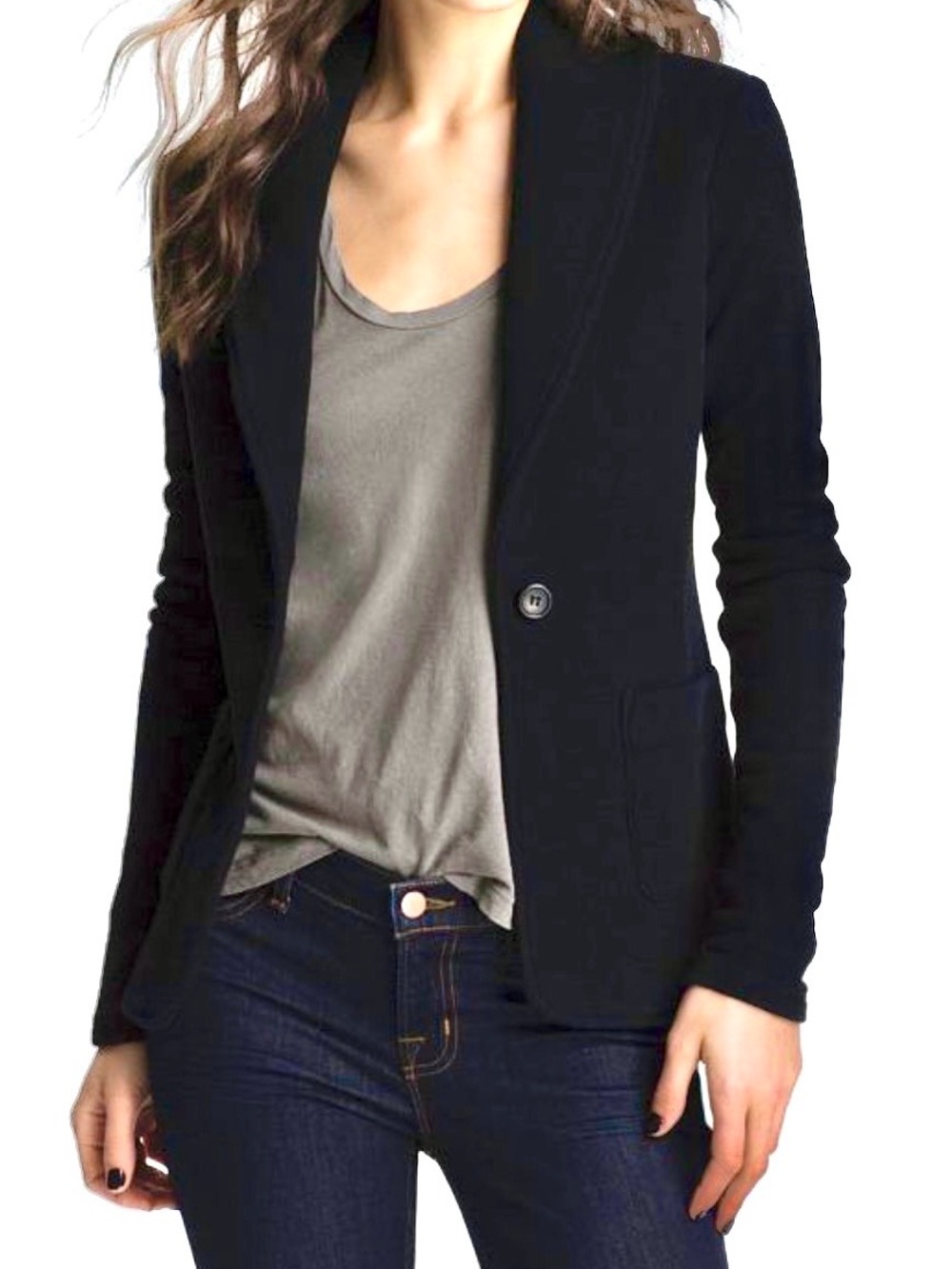 James Perse Standard French cotton sweater blazer Black